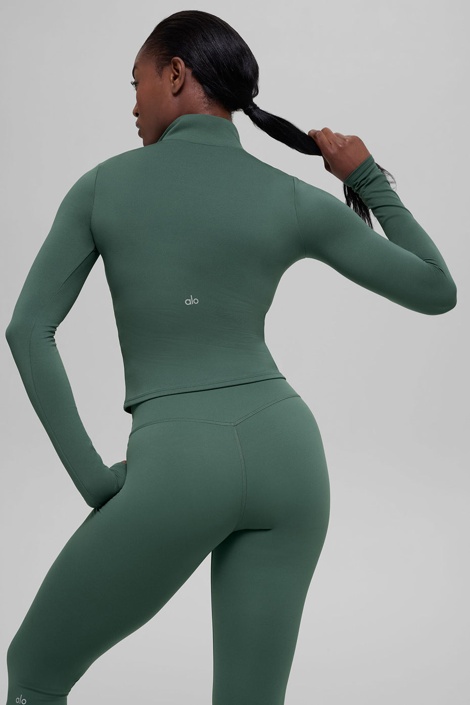 Alo Yoga ALO Softsculpt Precision 1/4 Zip Long Sleeve - Clover Green - imagen 2