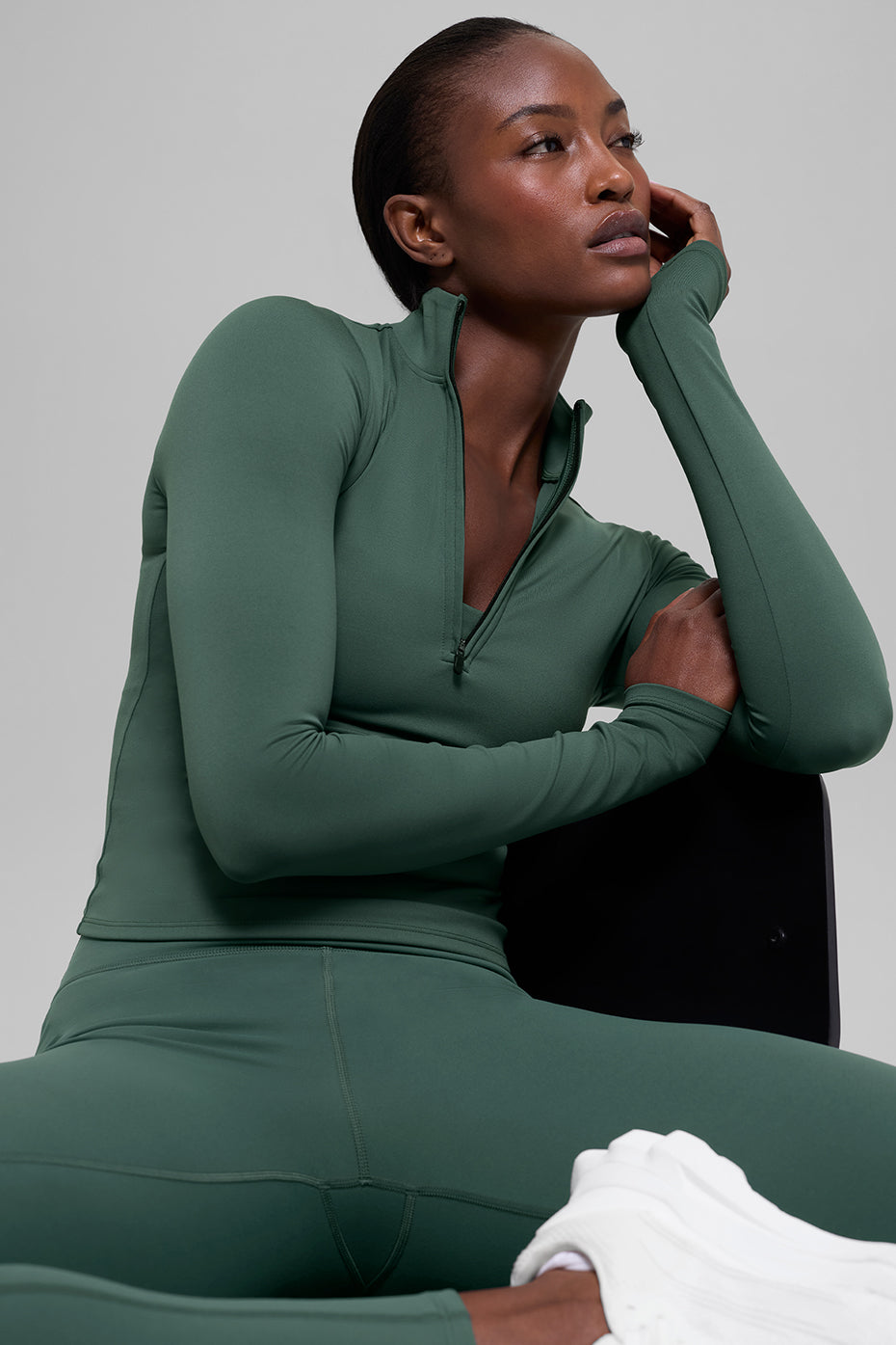 Alo Yoga ALO Softsculpt Precision 1/4 Zip Long Sleeve - Clover Green - imagen 5