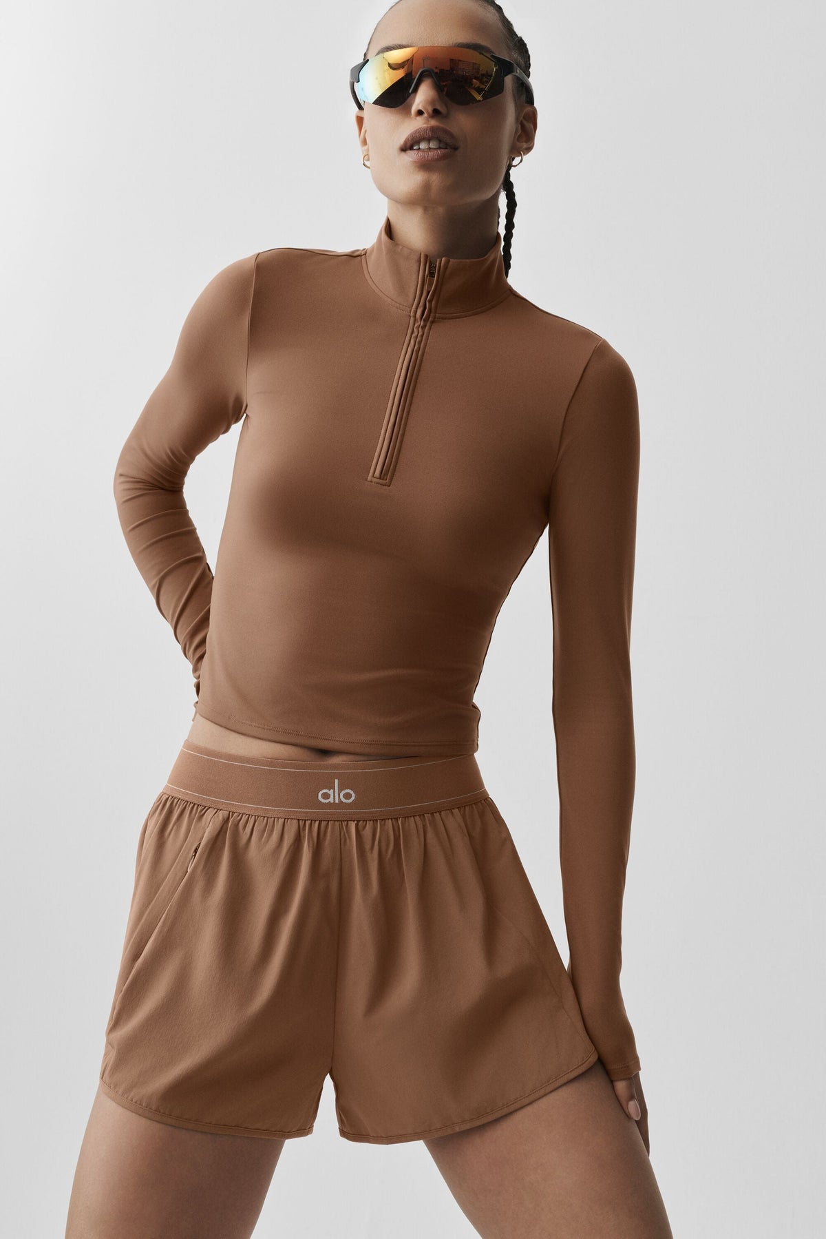 Alo Yoga ALO Softsculpt Precision 1/4 Zip Long Sleeve - Sun Kissed Brown - imagen 2