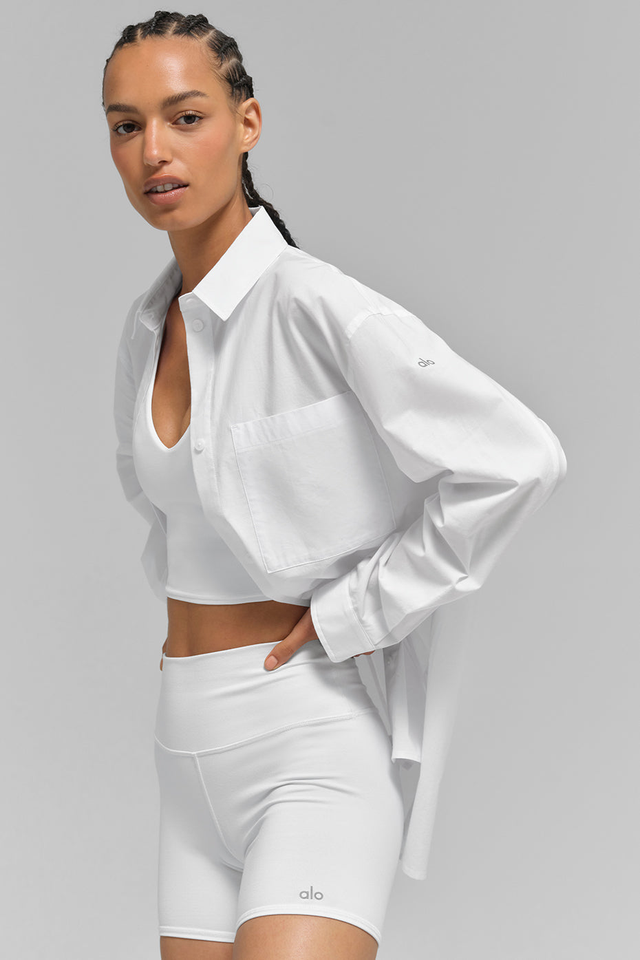 Alo Yoga Cotton Real Deal Button Up Long Sleeve - White - imagen 4