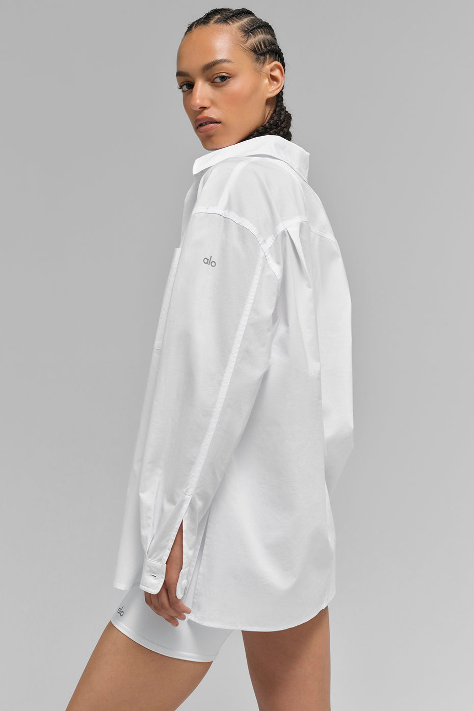 Alo Yoga Cotton Real Deal Button Up Long Sleeve - White - imagen 3