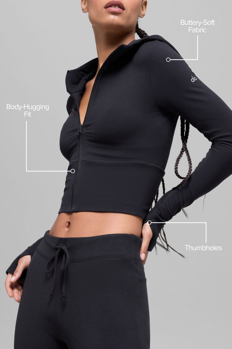 Alo Yoga Sway Full Zip Hoodie - Black - imagen 2