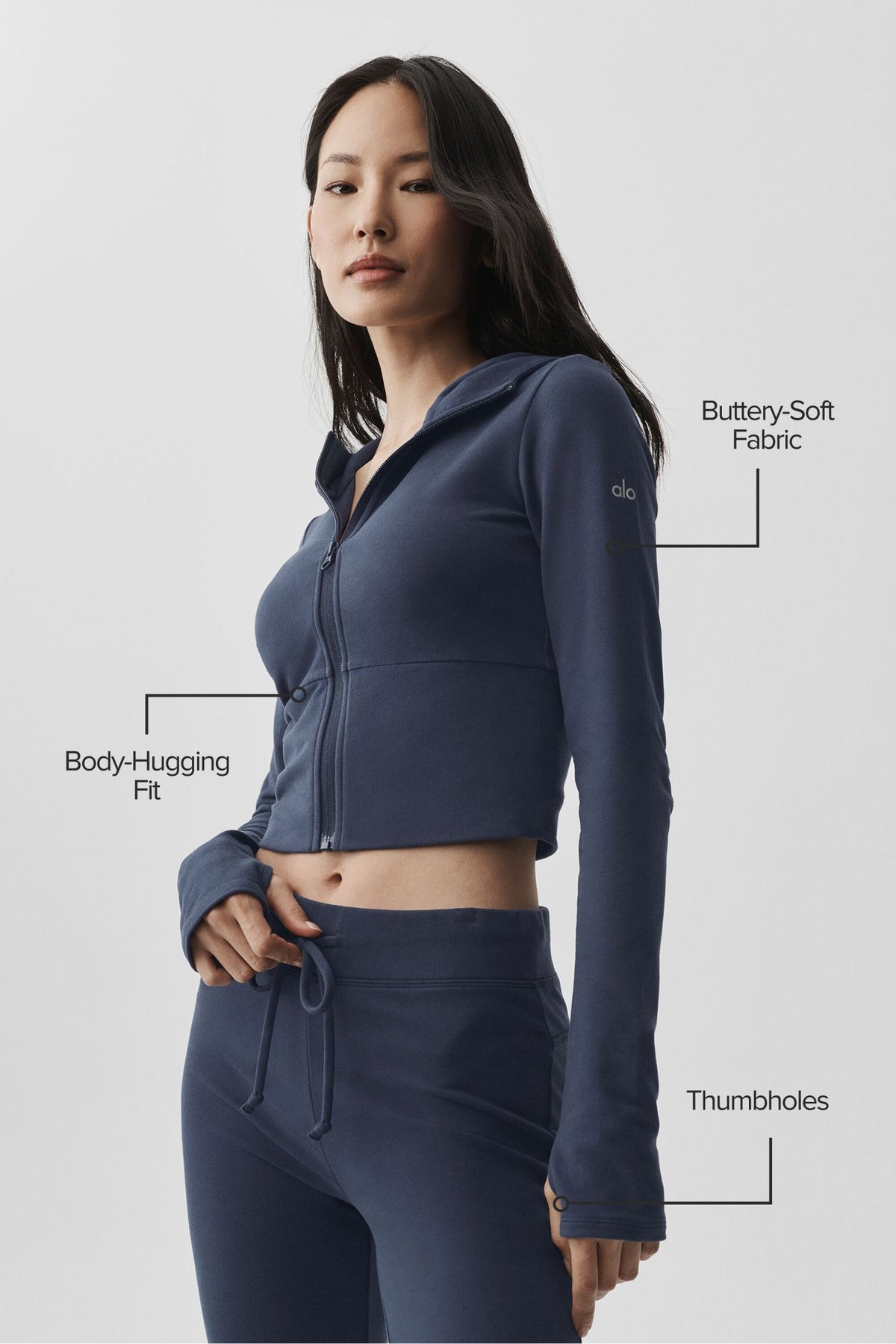 Alo Yoga Sway Full Zip Hoodie - Navy - imagen 2