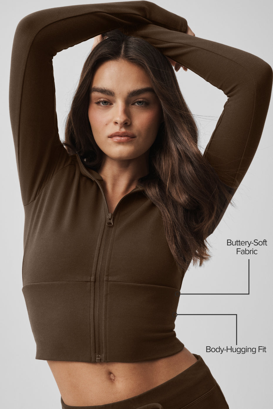 Alo Yoga Sway Full Zip Hoodie - Espresso - imagen 2
