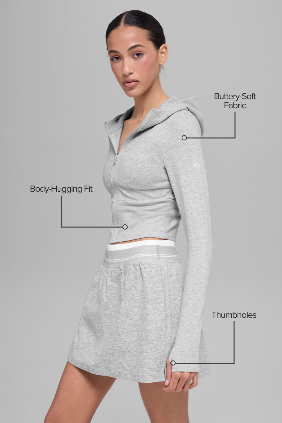 Alo Yoga Sway Full Zip Hoodie - Athletic Heather Grey - imagen 2