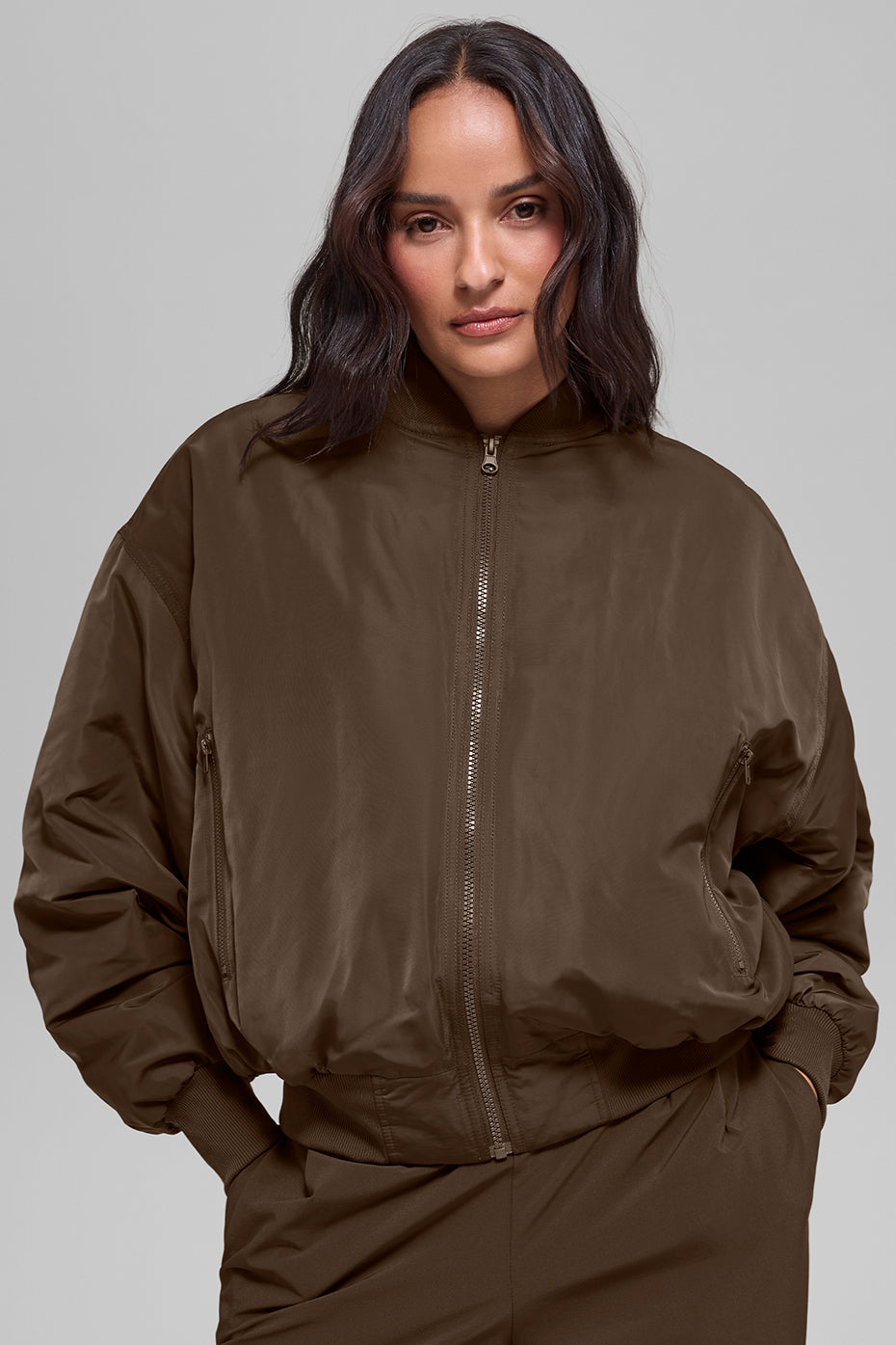 Alo Yoga Faux Fur Urbanite Bomber - Espresso/Ivory - imagen 1