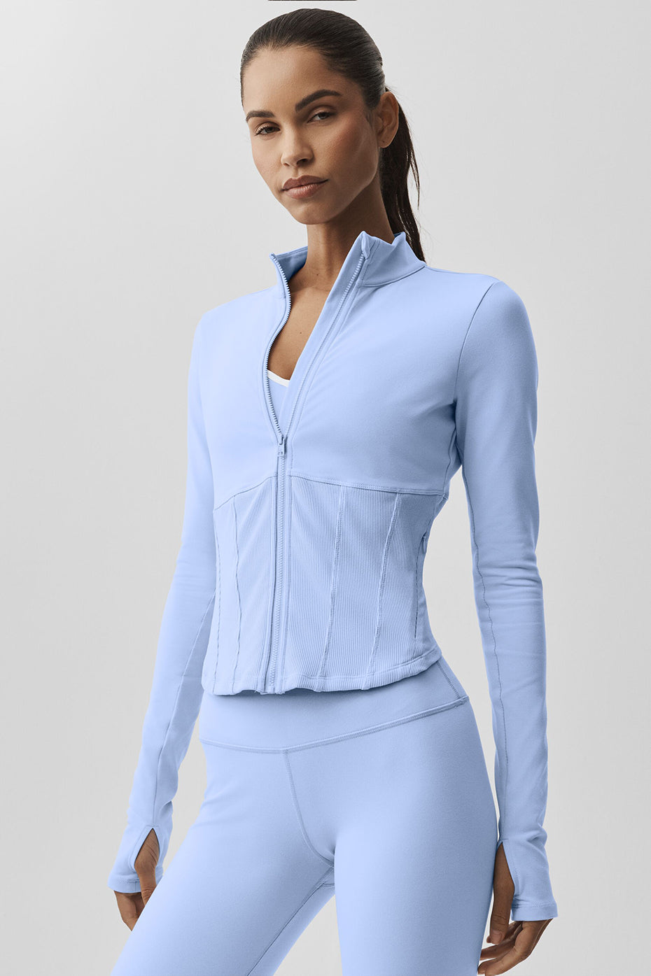 Alo Yoga Airbrush Corset Full Zip Jacket - Light Provence Blue - imagen 3