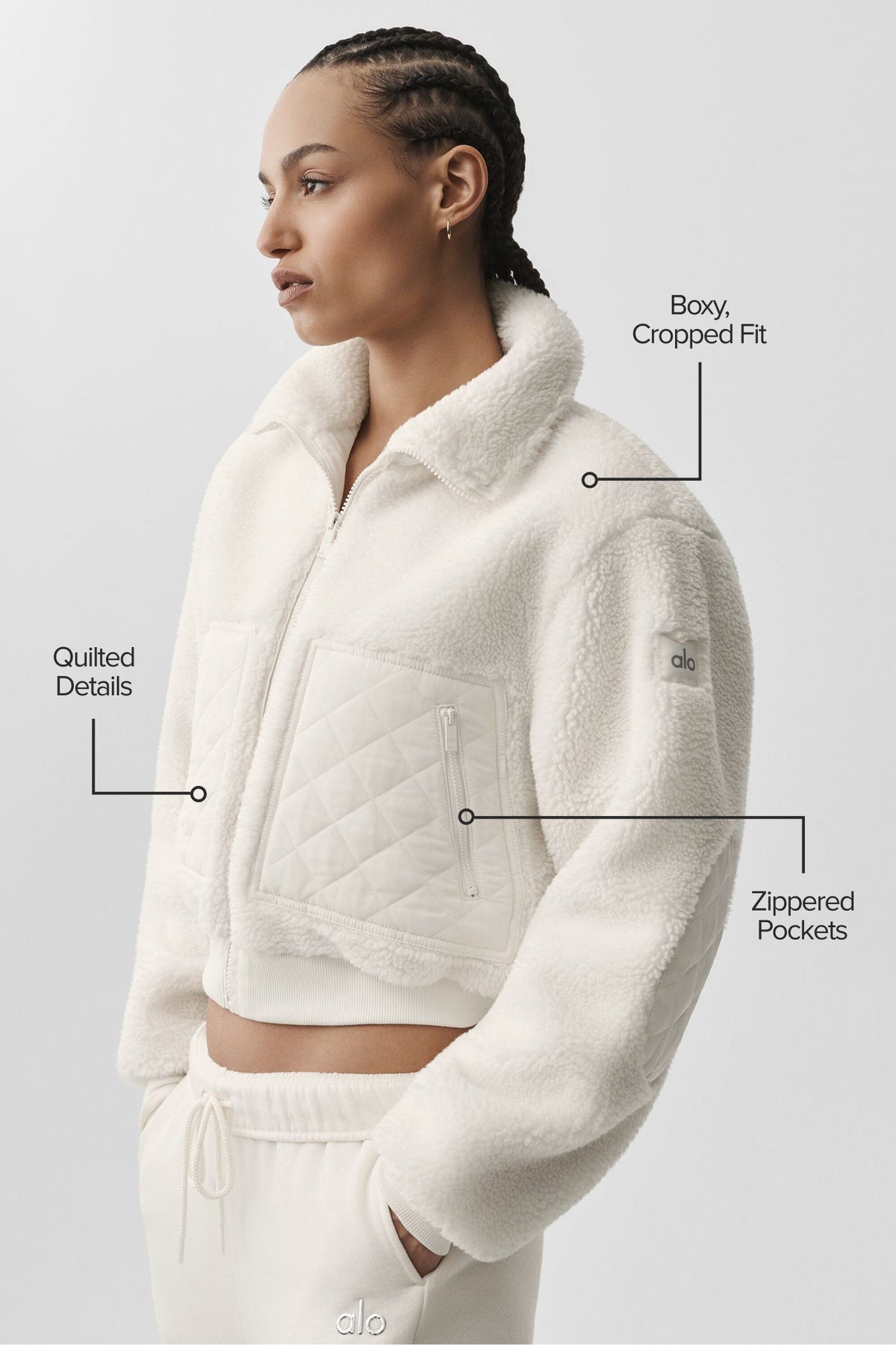 Alo Yoga Sherpa Edge Bomber - Ivory - imagen 2