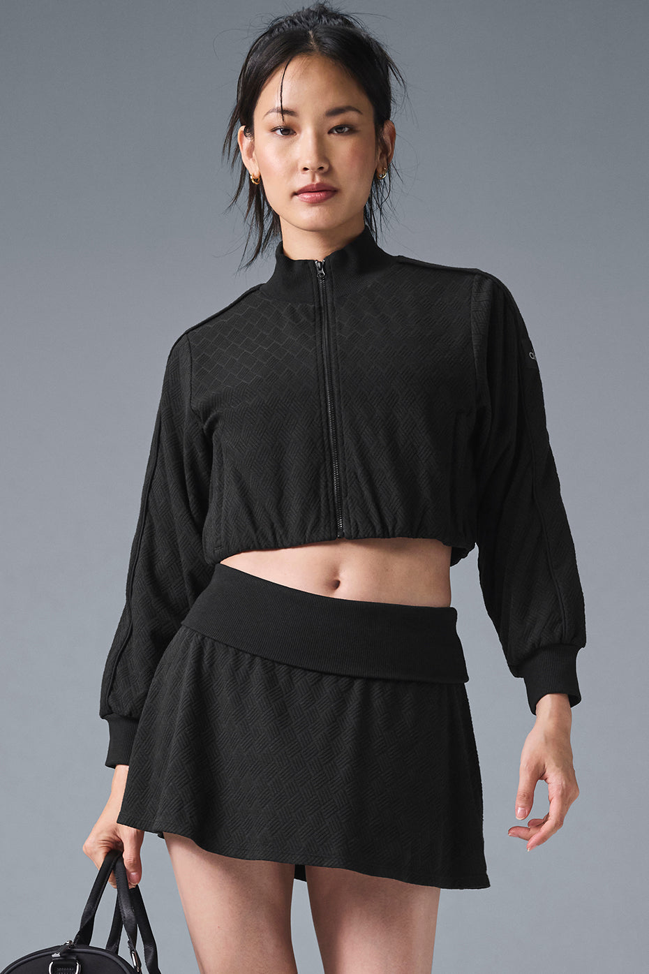Alo Yoga Cropped Doubles Only Full Zip Jacket - Black - imagen 1