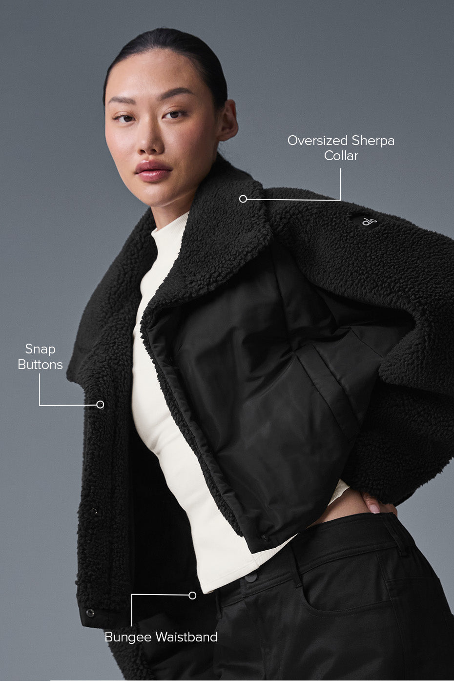 Alo Yoga Sherpa Cozy Escape Puffer - Black/Black - imagen 2