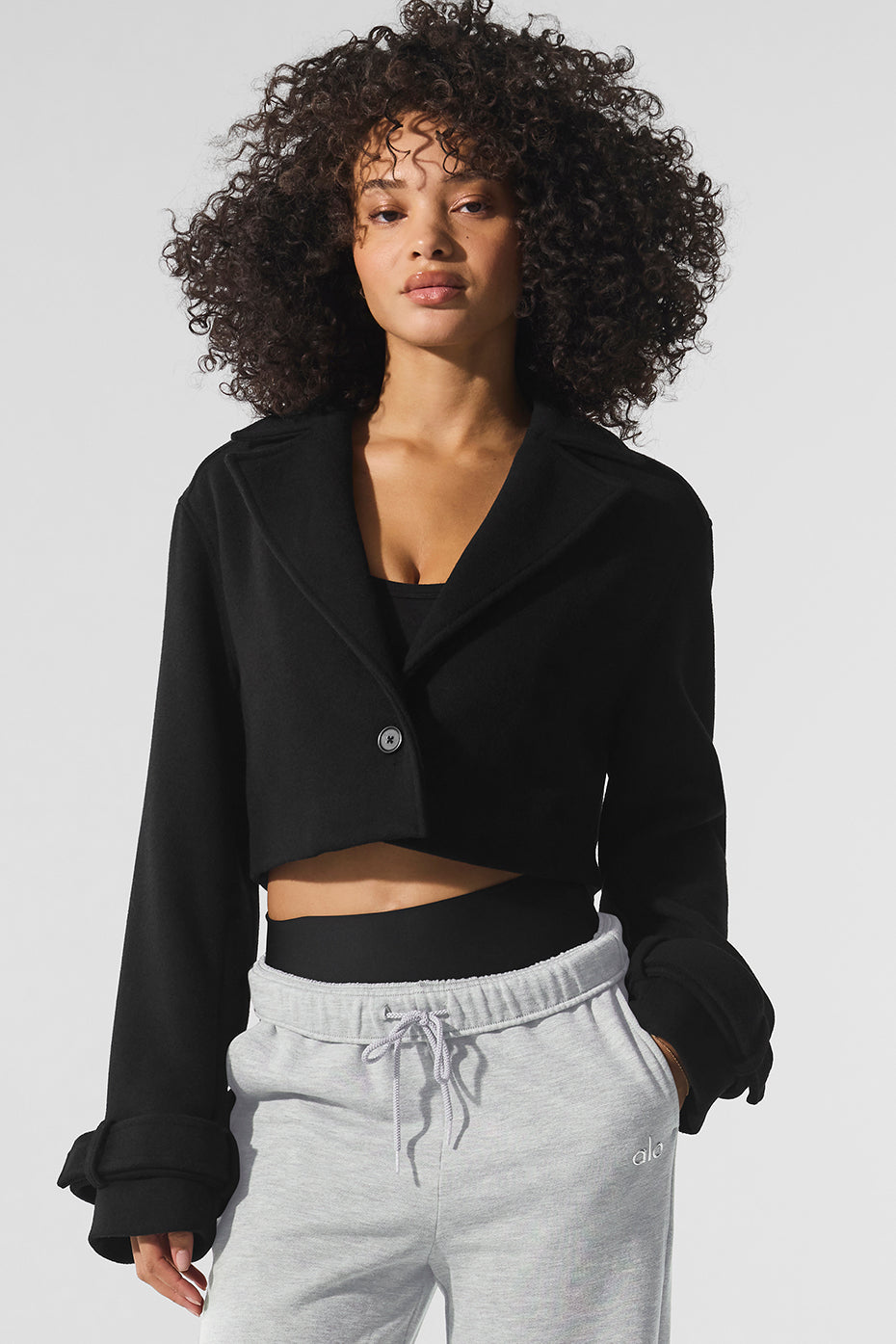Alo Yoga Wool Cropped Metro Trench - Black - imagen 1