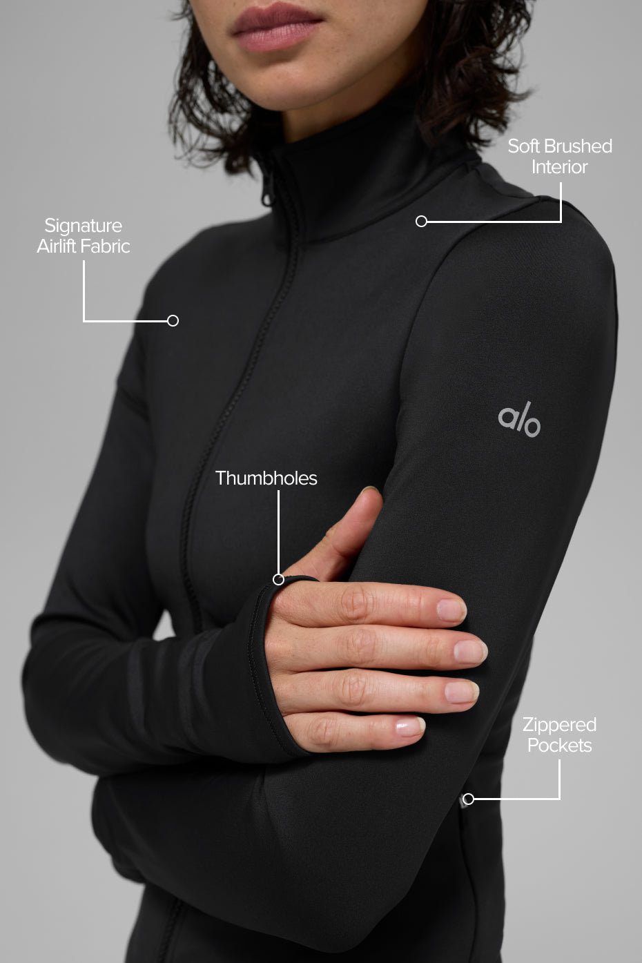 Alo Yoga Airlift Winter Warm Radiant Full-Zip Jacket - Black - imagen 2