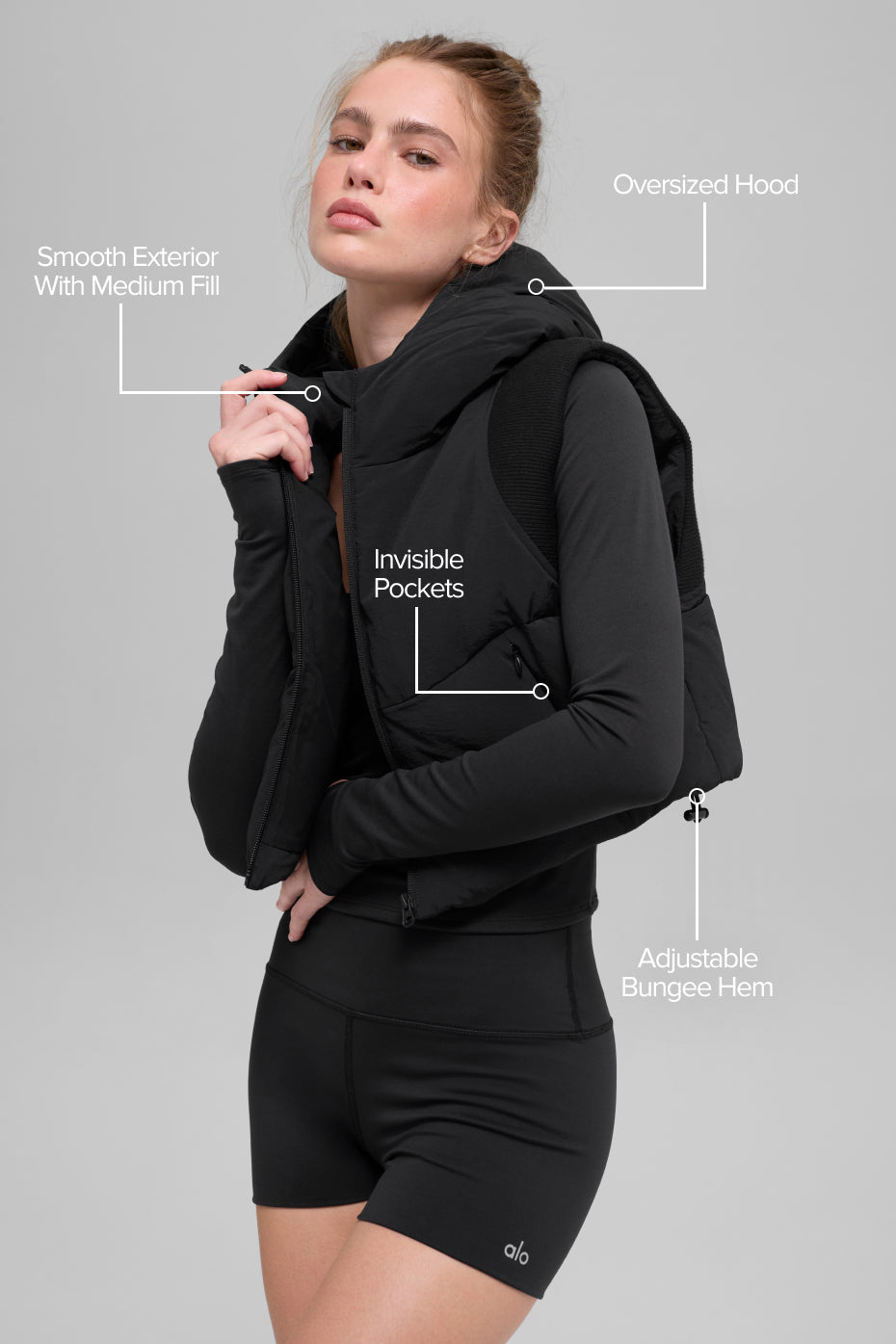 Alo Yoga Fast Lane Puffer Vest - Black - imagen 2