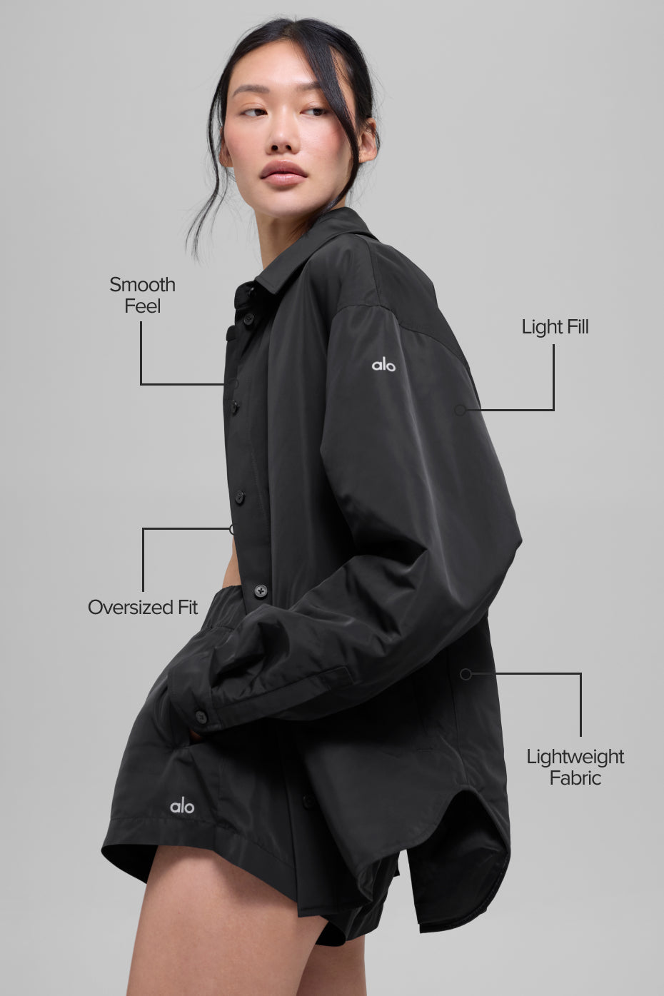 Alo Yoga Socialite Shacket - Black - imagen 2