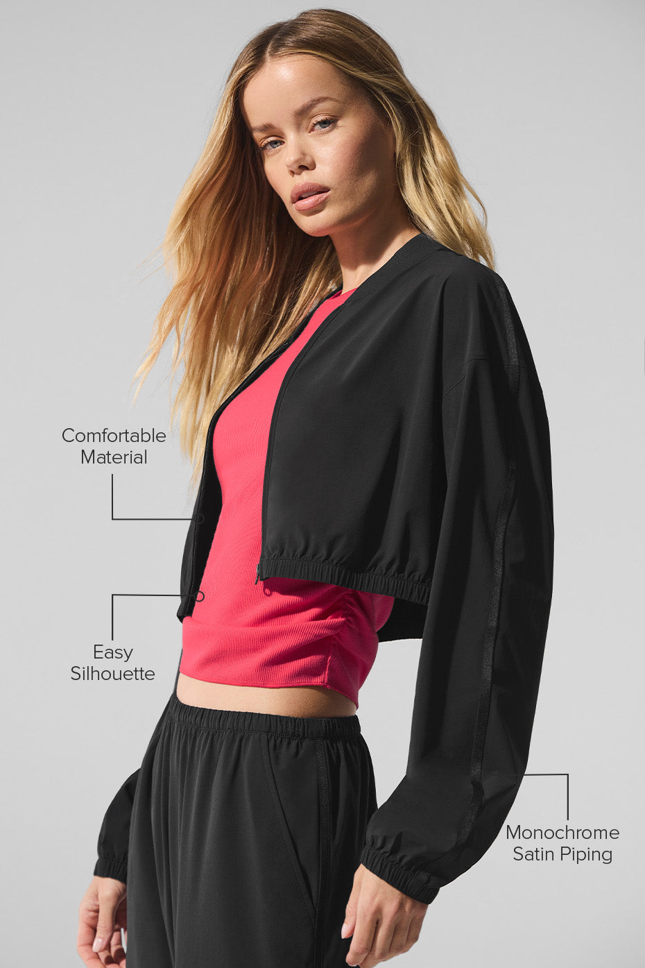 Alo Yoga Cropped Breezy Full-Zip Cover Up - Black - imagen 2