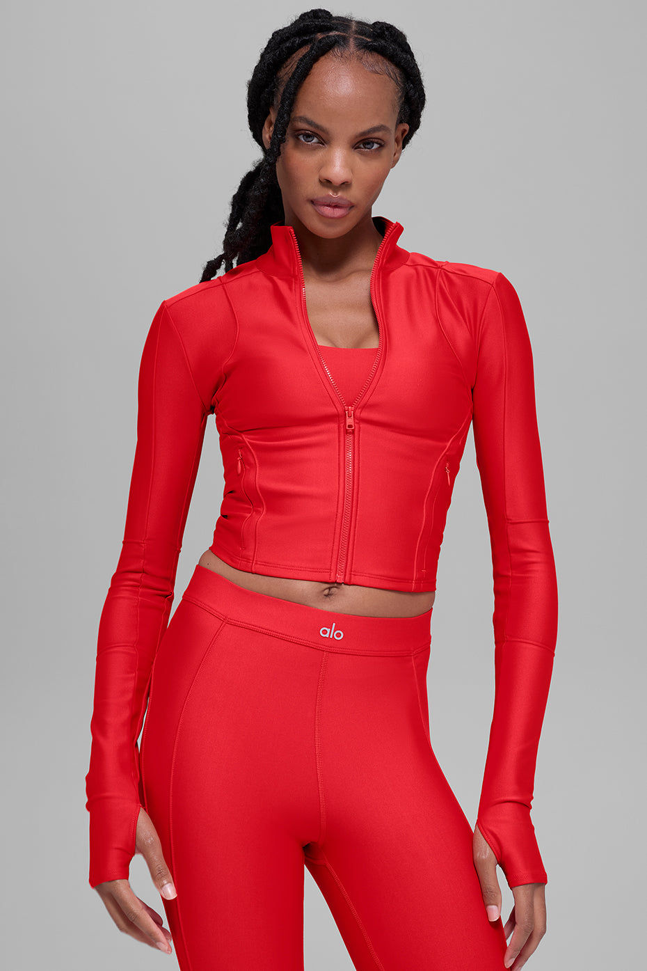 Alo Yoga Airlift Ignite Zip Up Jacket - Bright Red - imagen 3