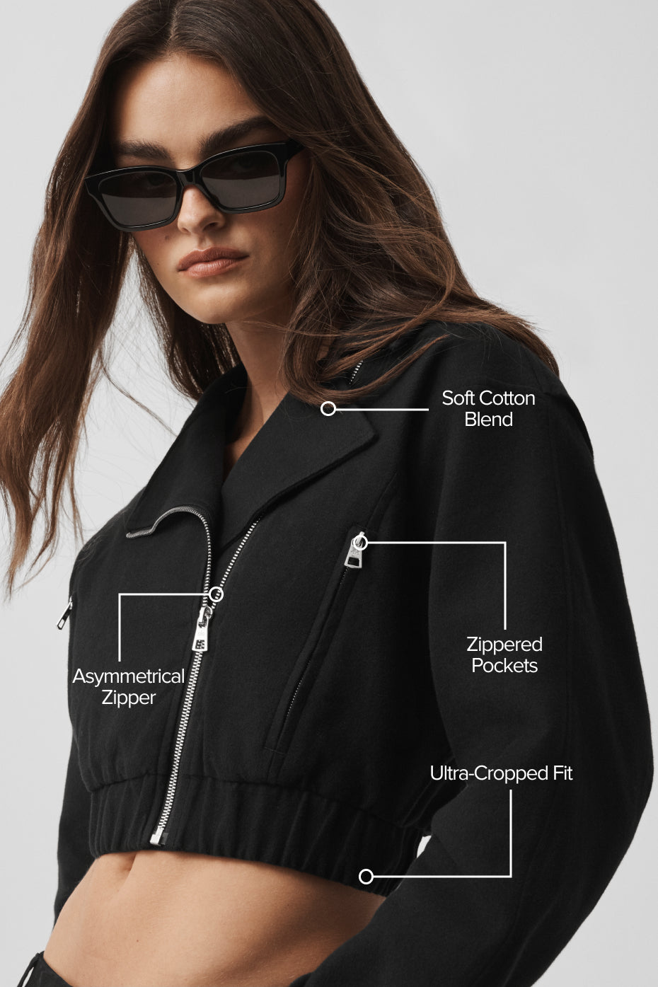 Alo Yoga Cropped Cosmopolitan Jacket - Black - imagen 2