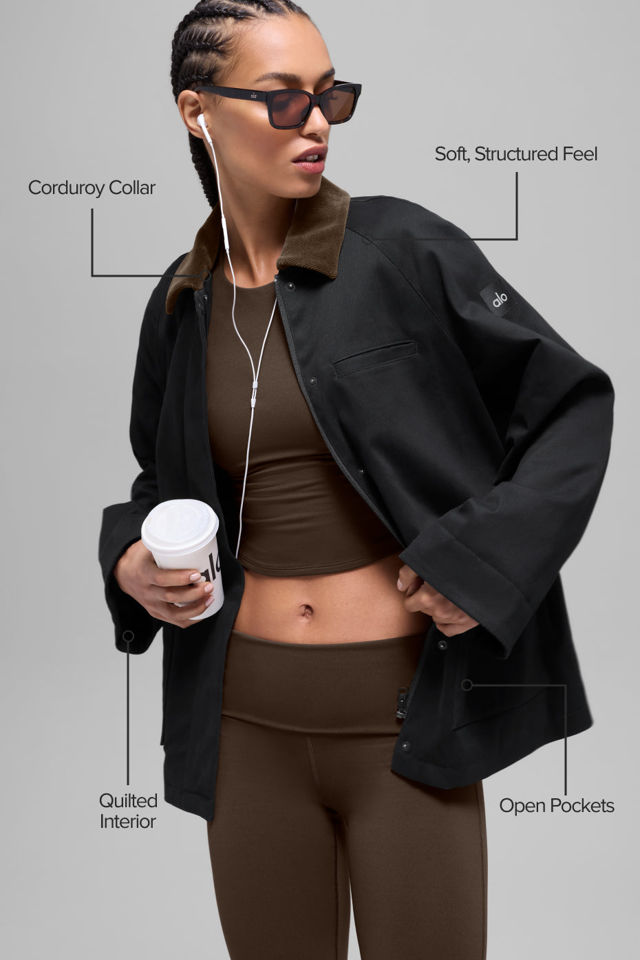 Alo Yoga Twill Barn Jacket - Black/Espresso - imagen 2
