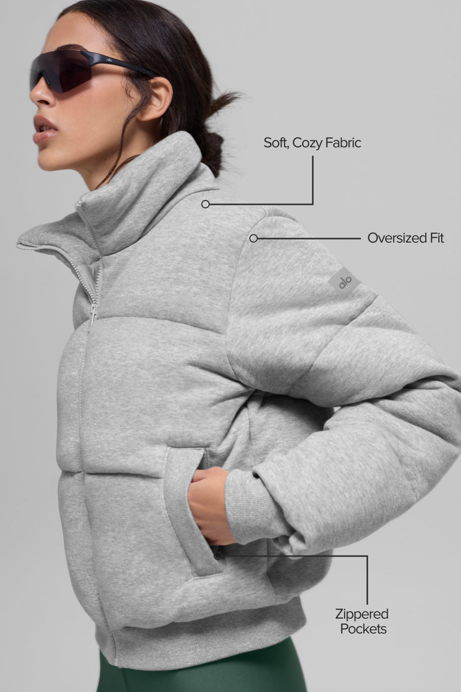 Alo Yoga Sweatshirt Puffer - Athletic Heather Grey - imagen 2