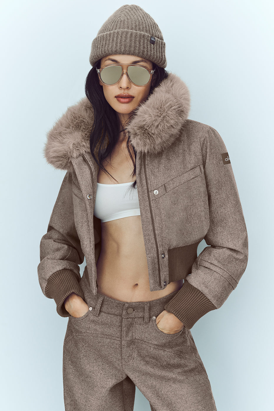 Alo Yoga Wool Blend Bunny Slope Jacket - Alpine Cocoa Heather - imagen 4