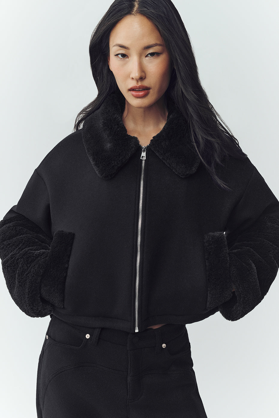 Alo Yoga Wool Blend Nightfall Bomber - Black - imagen 1