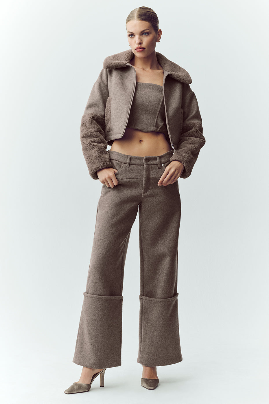 Alo Yoga Wool Blend Nightfall Bomber - Alpine Cocoa Heather - imagen 4