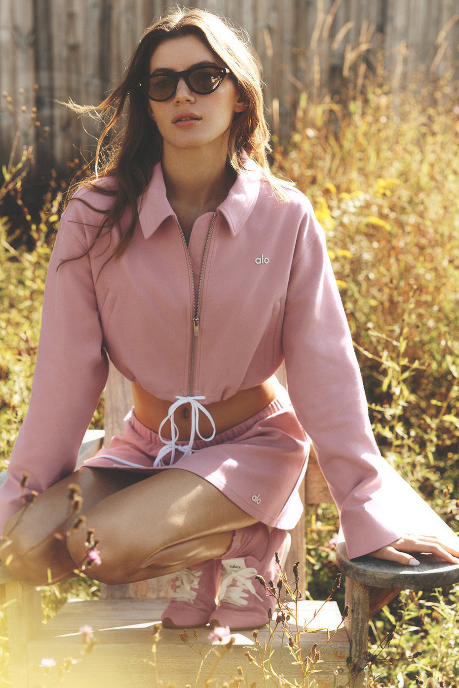 Alo Yoga Cropped Fan Favorite Full Zip Jacket - Vintage Pink - imagen 1