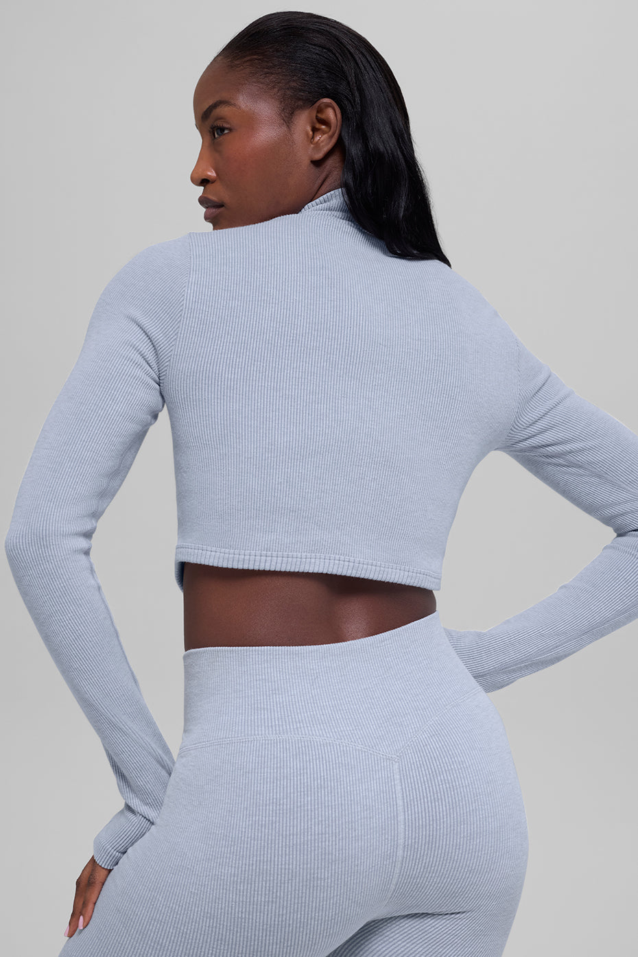 Alo Yoga Seamless Two Tone Rib Jacket - Winter Frost Heather - imagen 3