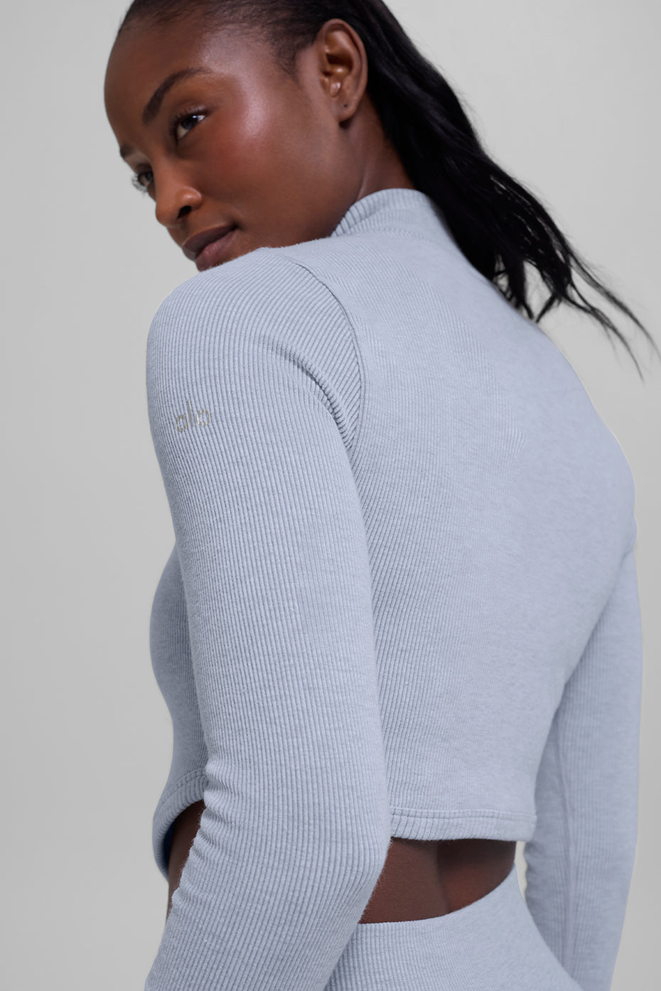 Alo Yoga Seamless Two Tone Rib Jacket - Winter Frost Heather - imagen 2