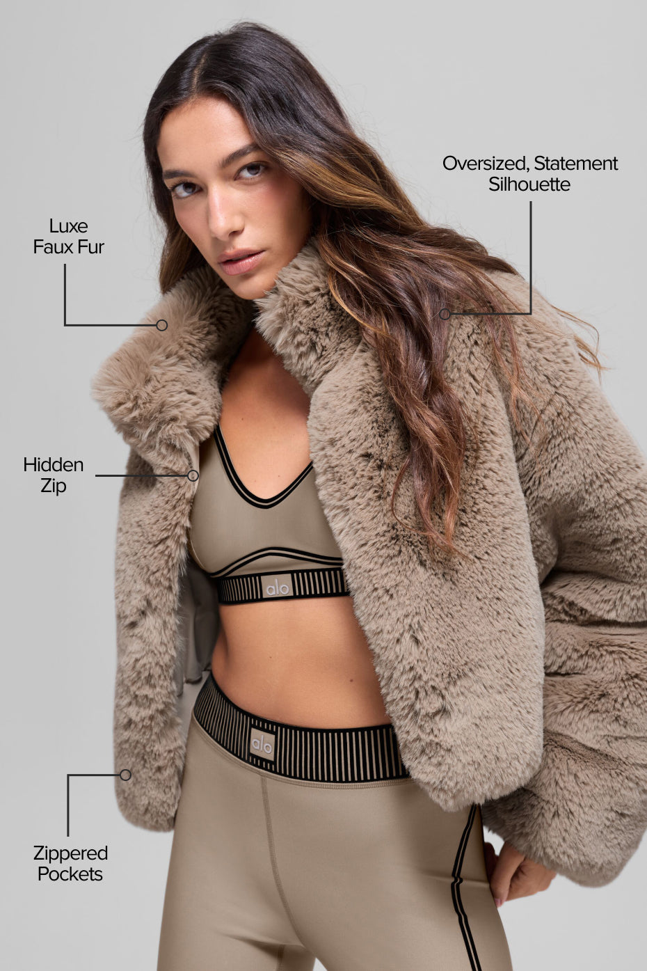 Alo Yoga Faux Fur Allure Jacket - Oat - imagen 2