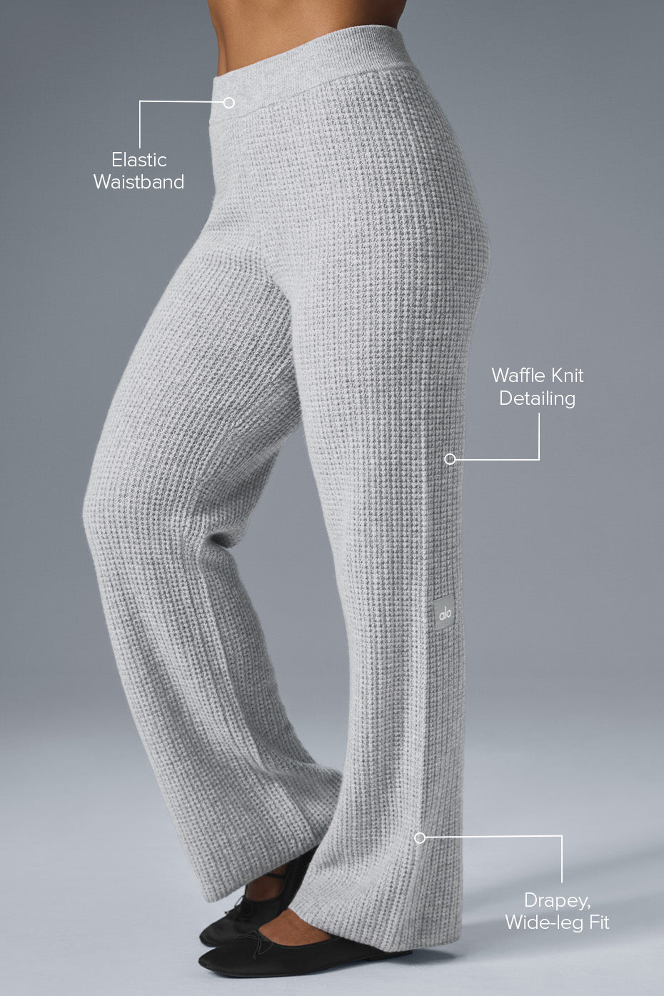 Alo Yoga Cashmere High-Waist Plush Waffle Pant - Athletic Heather Grey - imagen 2