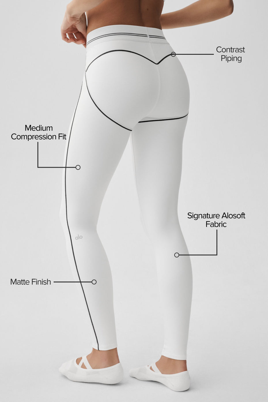 Alo Yoga Airbrush High-Waist Heart Throb Legging - White/Black - imagen 2