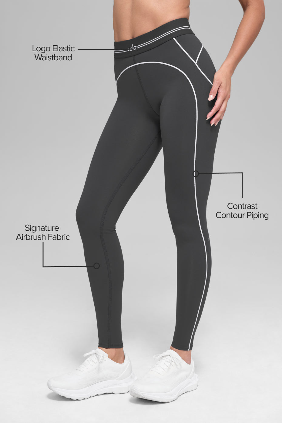 Alo Yoga Airbrush High-Waist Heart Throb Legging - Anthracite/White - imagen 2