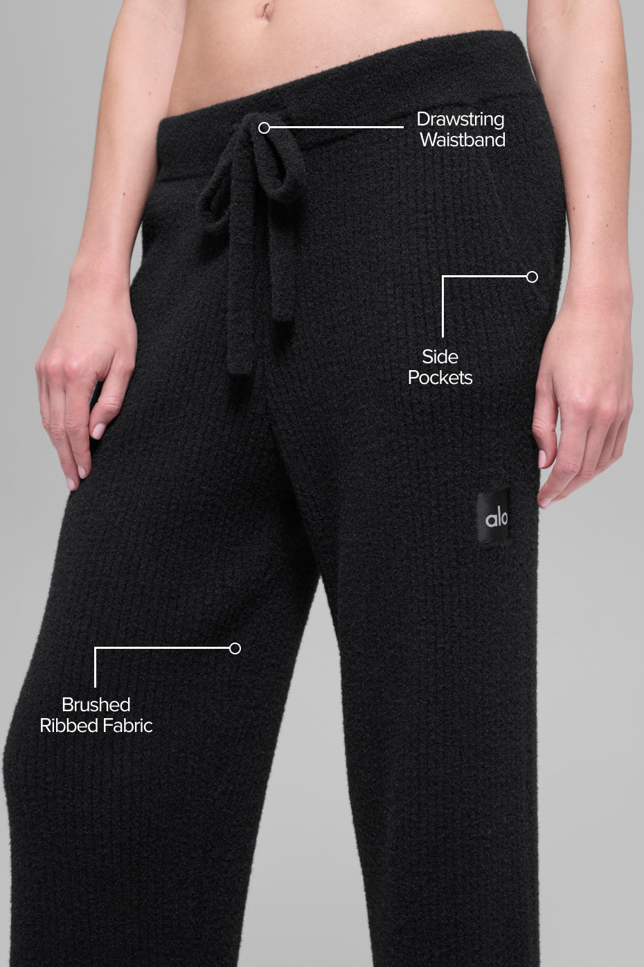 Alo Yoga Snuggle Up Sweater High-Waist Wide Leg Pant - Black - imagen 2