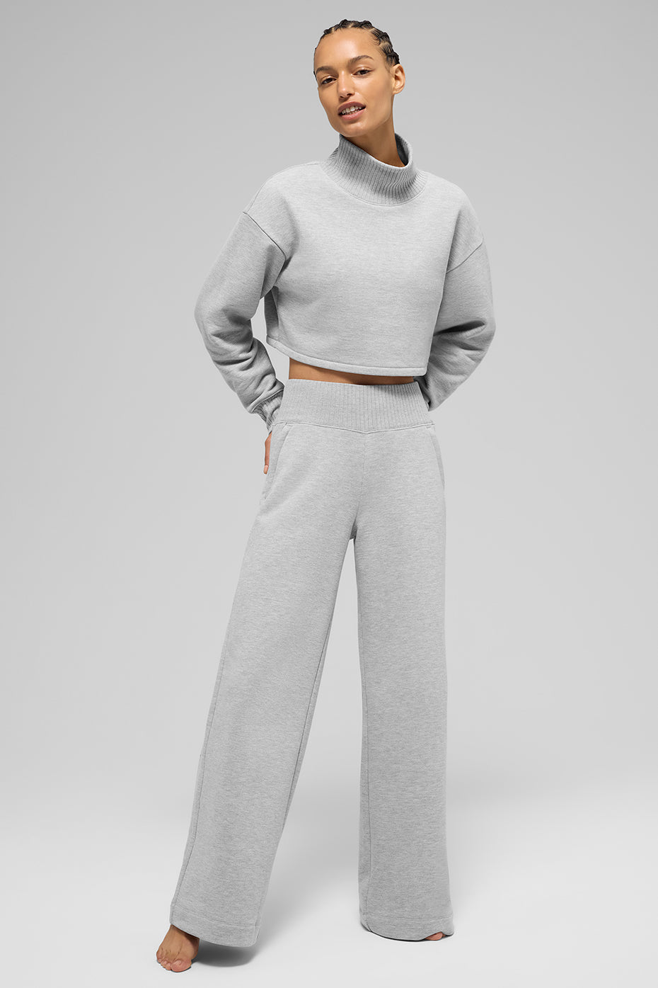Alo Yoga Serenity Wide Leg Sweatpant - Athletic Heather Grey - imagen 6