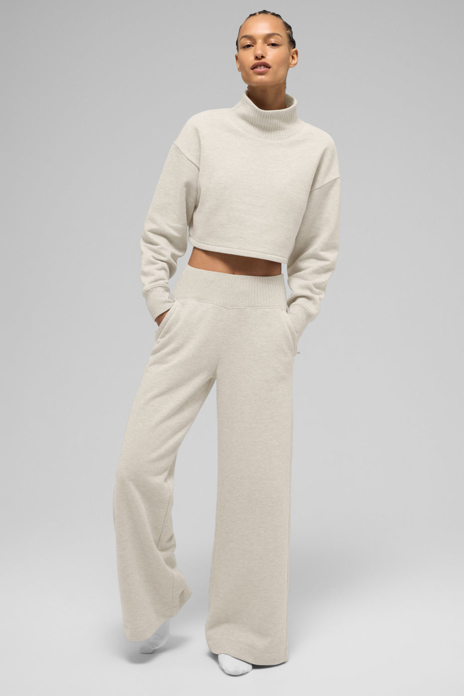 Alo Yoga Serenity Wide Leg Sweatpant - Oatmeal Heather - imagen 5