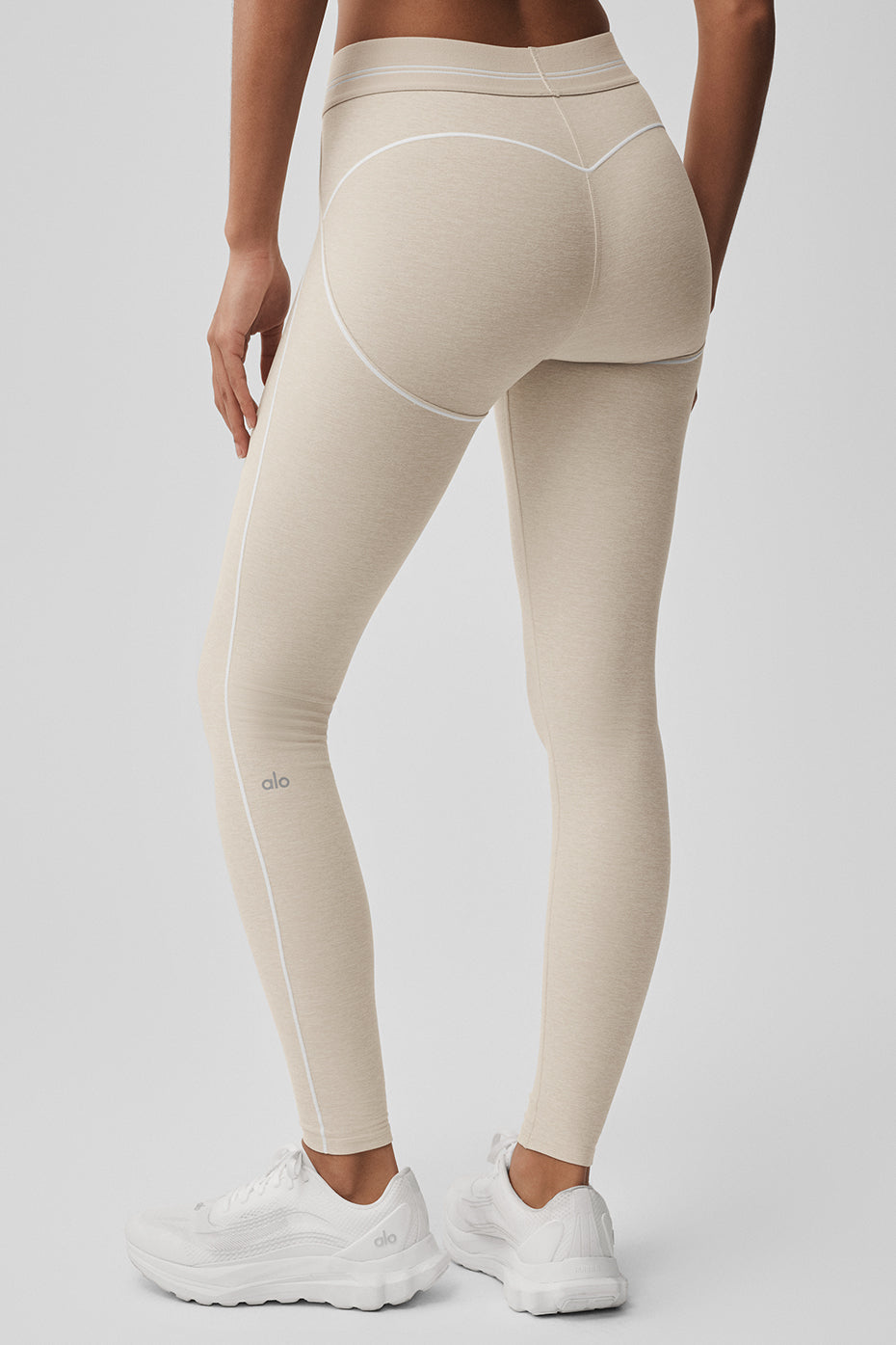 Alo Yoga Alosoft High-Waist Heart Throb Legging - Oatmeal Heather/White - imagen 2