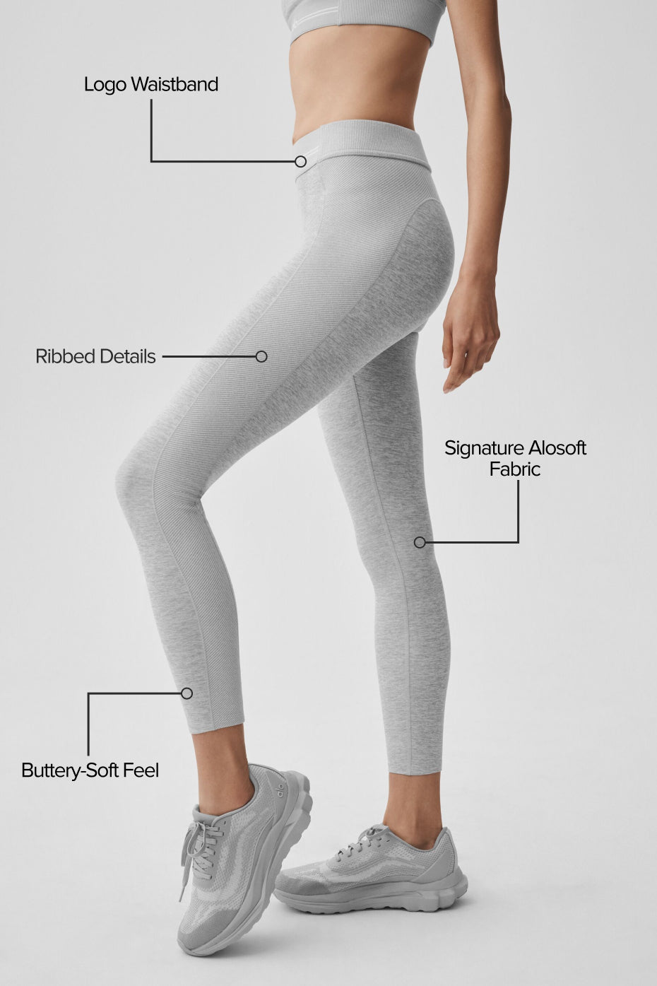 Alo Yoga Alosoft High-Waist 7/8 Relay Legging - Athletic Heather Grey/White - imagen 2