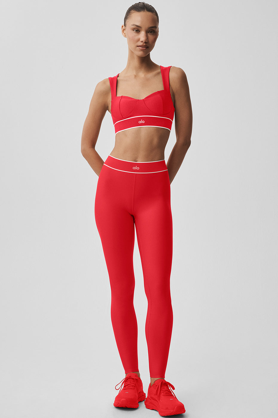 Alo Yoga Airlift High-Waist Alignment Legging - Bright Red/White - imagen 1