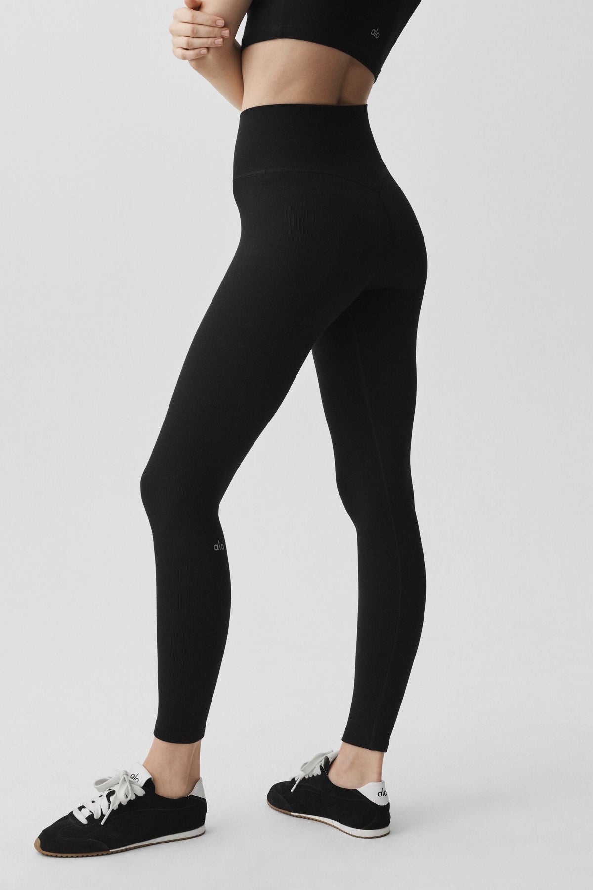 Alo Yoga Seamless Modal Ribbed High-Waist 7/8 Legging - Black - imagen 3