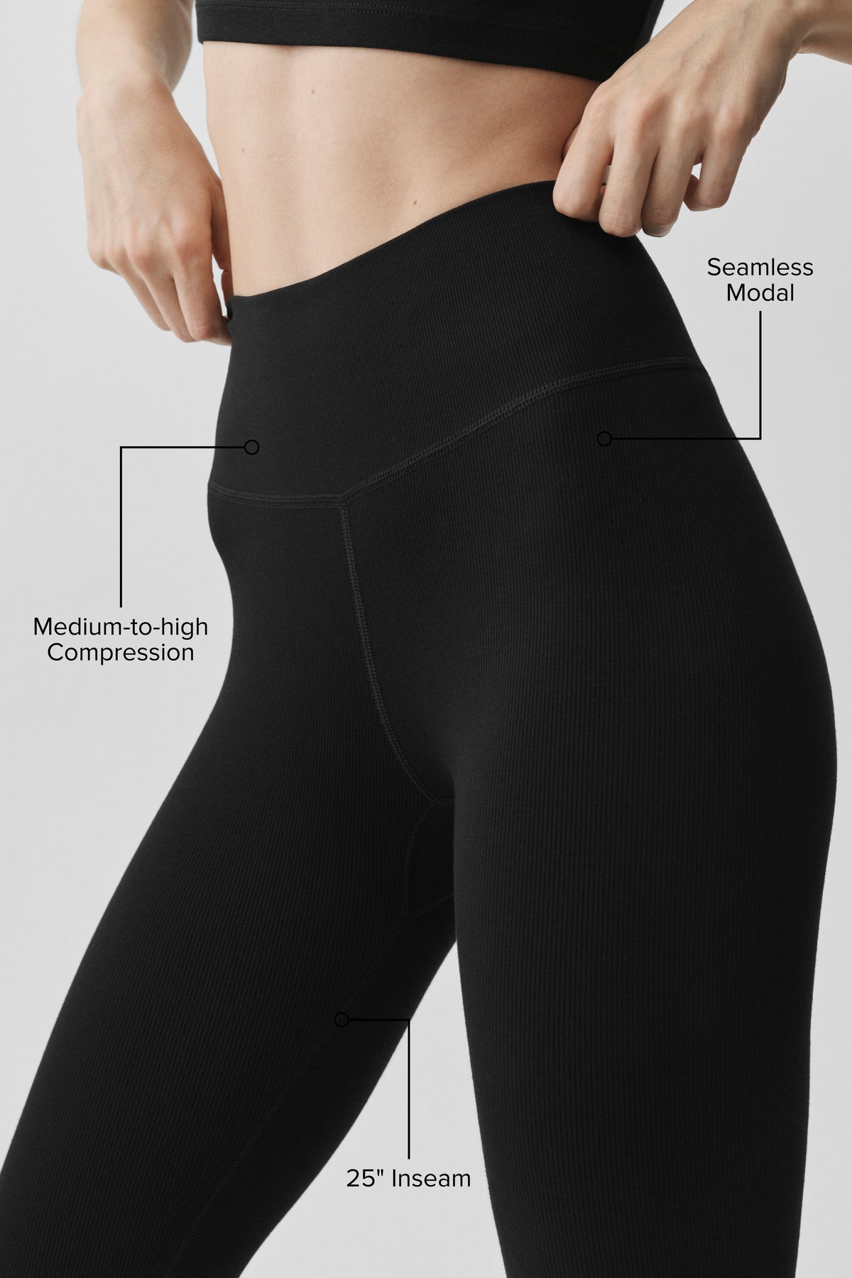 Alo Yoga Seamless Modal Ribbed High-Waist 7/8 Legging - Black - imagen 2
