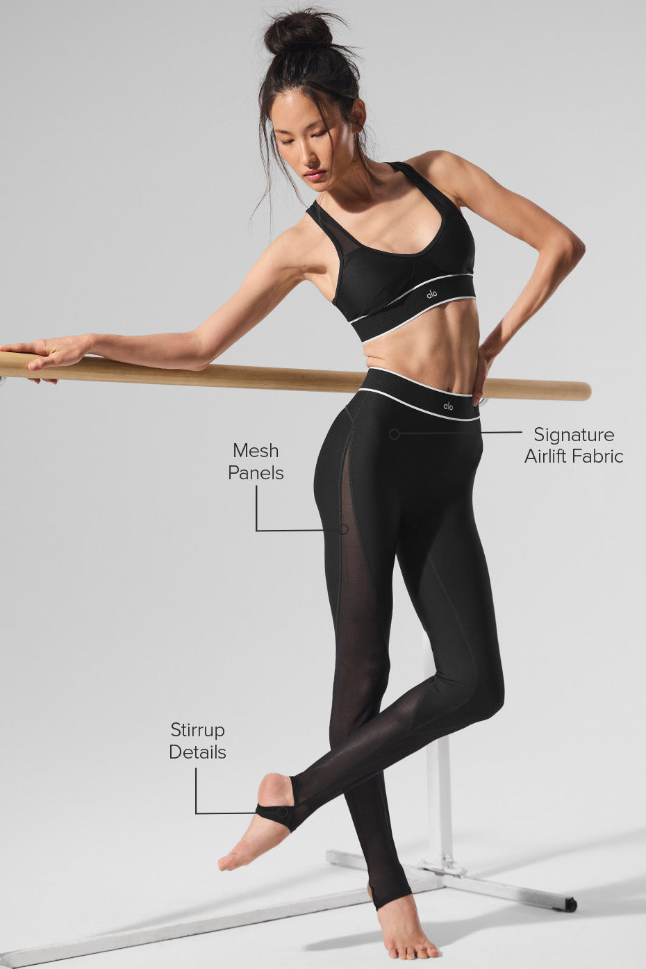 Alo Yoga Airlift Mesh High-Waist Darling Stirrup Legging - Black - imagen 2