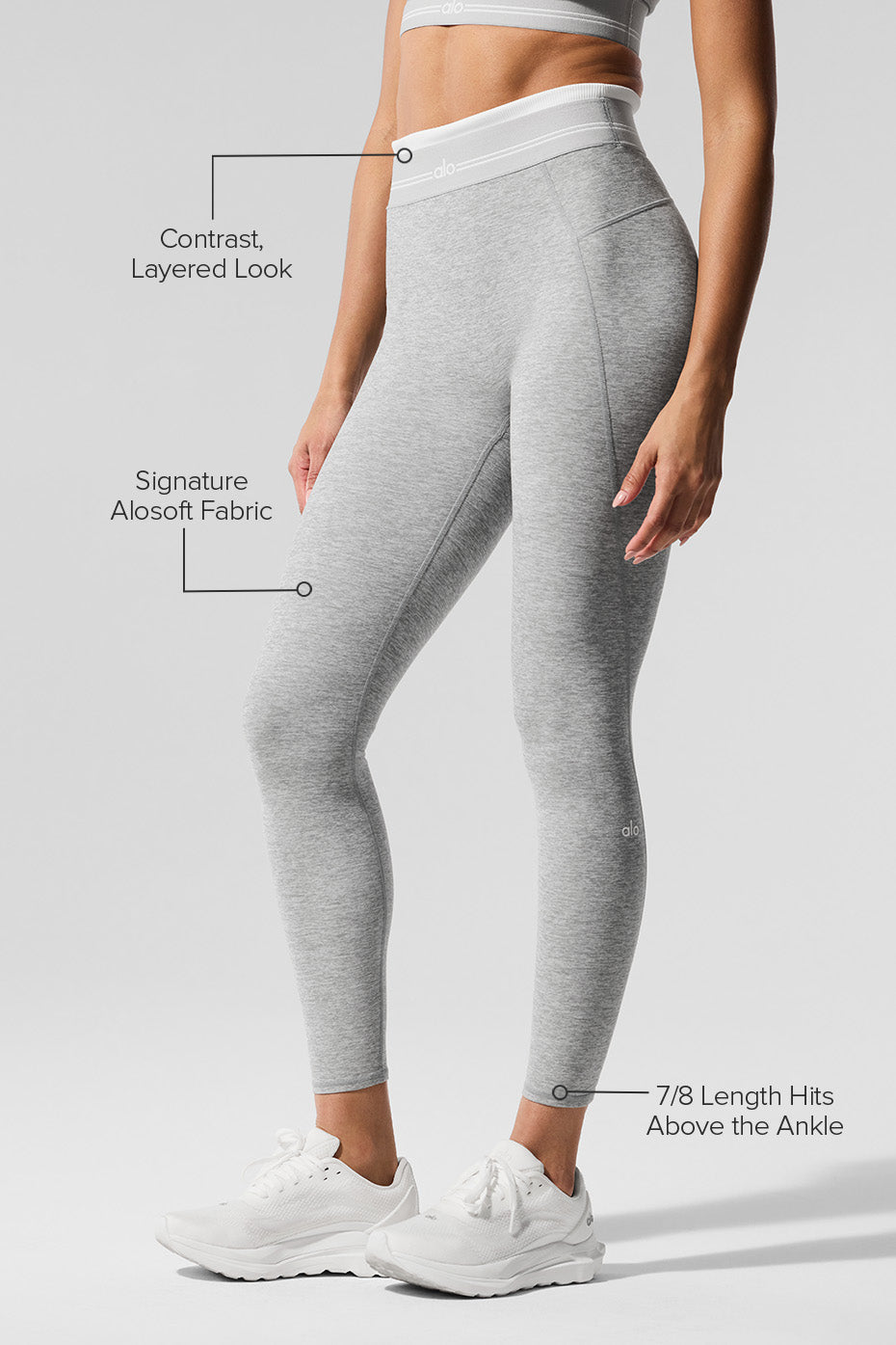 Alo Yoga Alosoft High-Waist 7/8 Better Together Legging - Athletic Heather Grey/White - imagen 2