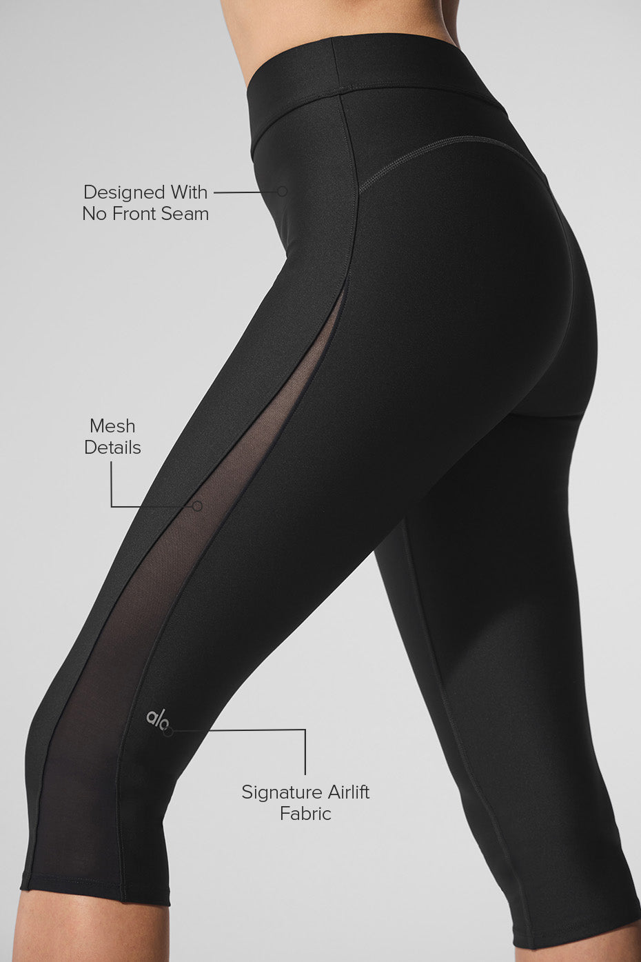 Alo Yoga Airlift Mesh High-Waist Just Right Capri - Black - imagen 2