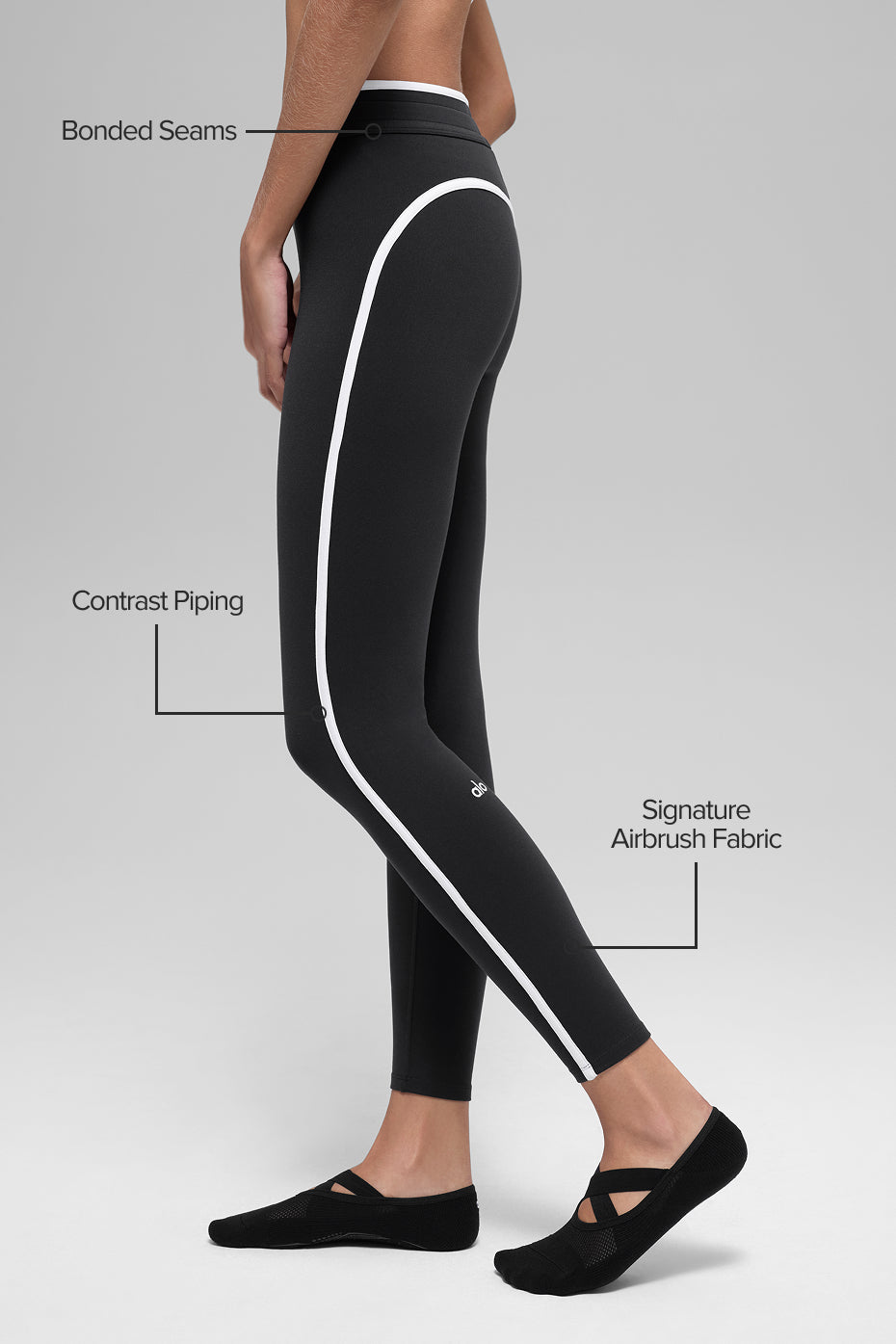 Alo Yoga Airbrush High-Waist Race Pace 7/8 Legging - Black/White - imagen 2