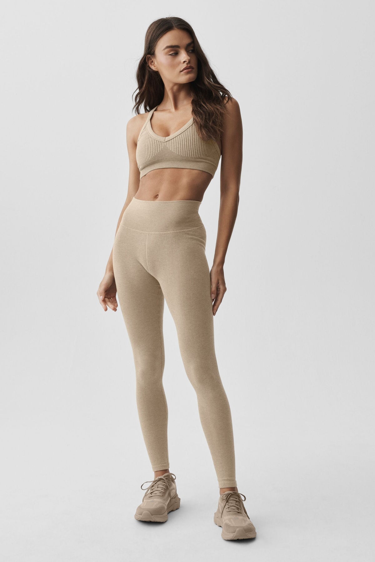 Alo Yoga Seamless High-Waist Two Tone Rib Legging - Gravel Heather - imagen 5