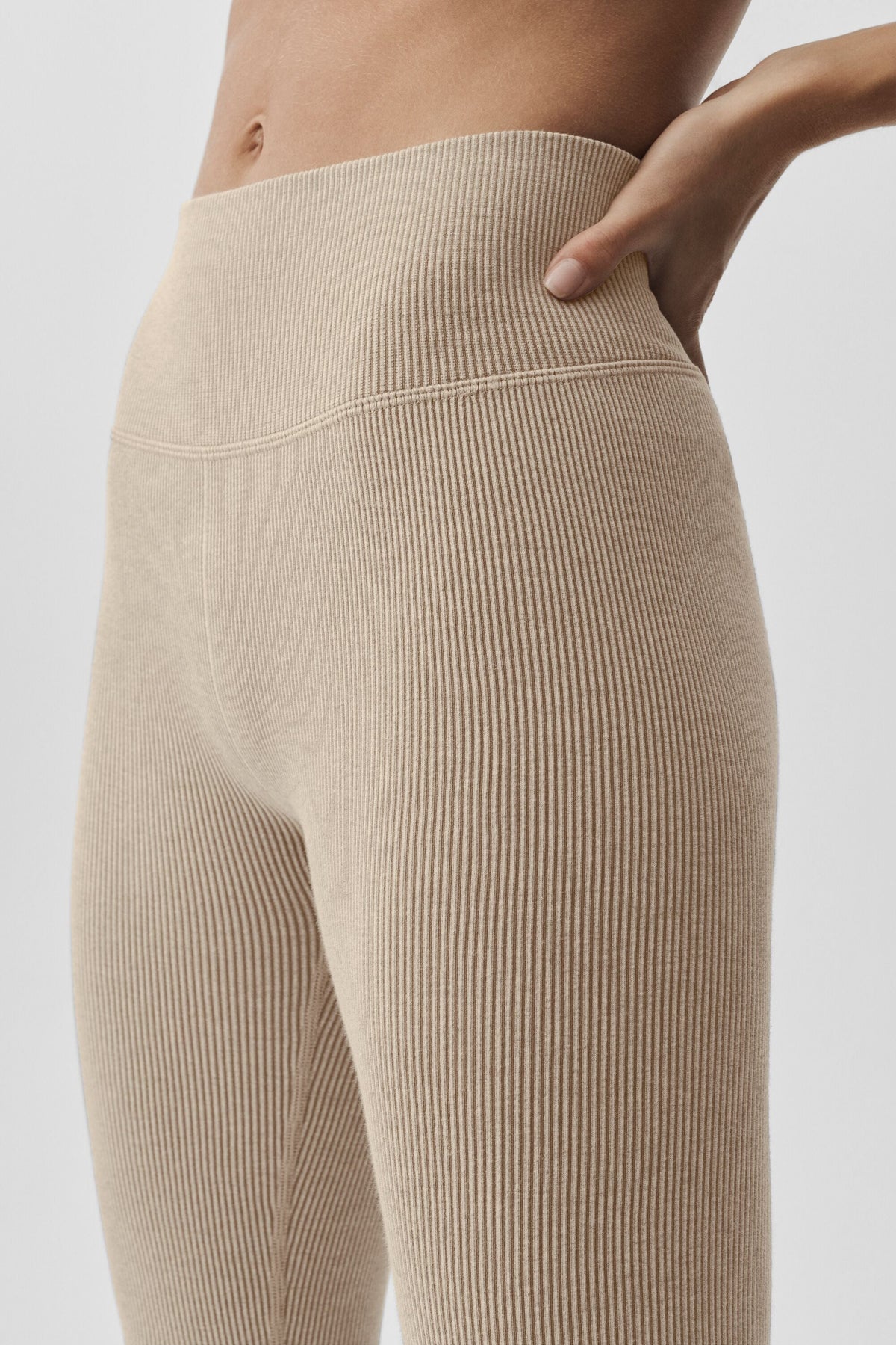 Alo Yoga Seamless High-Waist Two Tone Rib Legging - Gravel Heather - imagen 3