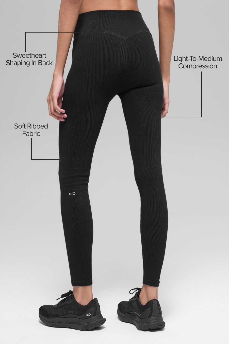 Alo Yoga Seamless High-Waist Two Tone Rib Legging - Black - imagen 2