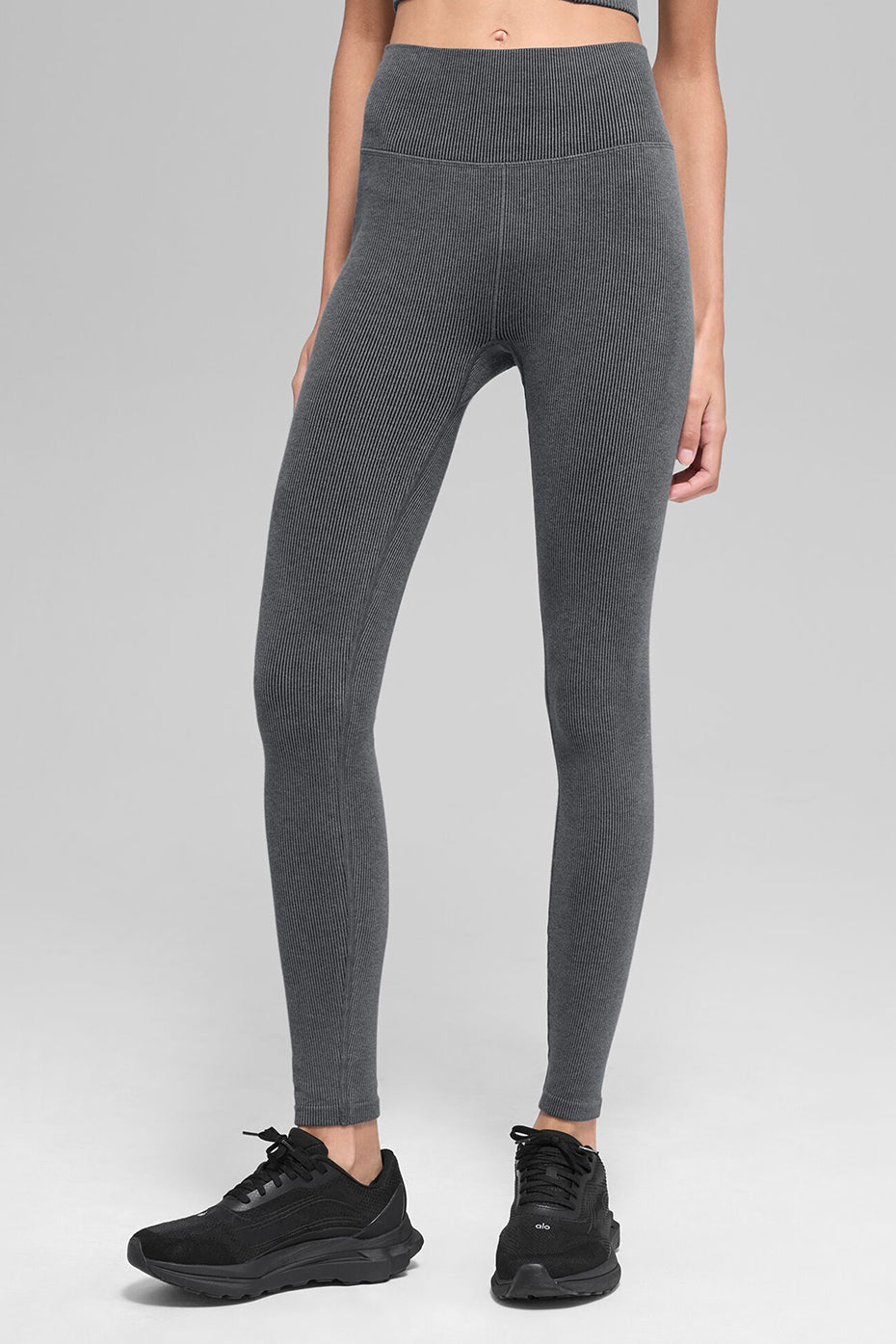 Alo Yoga Seamless High-Waist Two Tone Rib Legging - Dark Misty Grey Heather - imagen 1