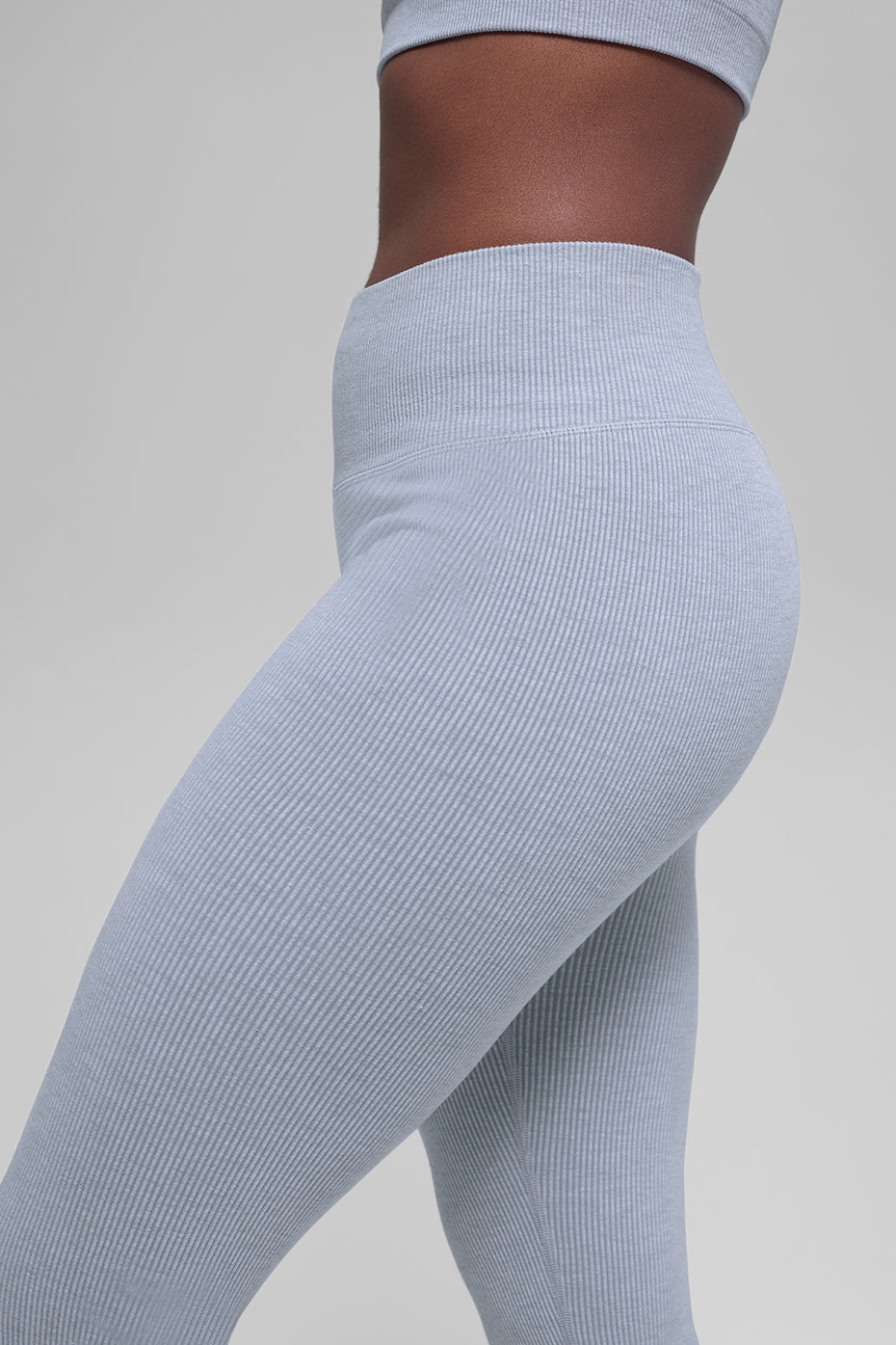 Alo Yoga Seamless High-Waist Two Tone Rib Legging - Winter Frost Heather - imagen 2
